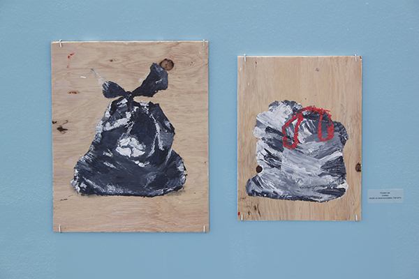 If You See Me - Advanced Fourth Year Studio Seminar Exhibition: Two Paintings of Garbage Bags on Wood